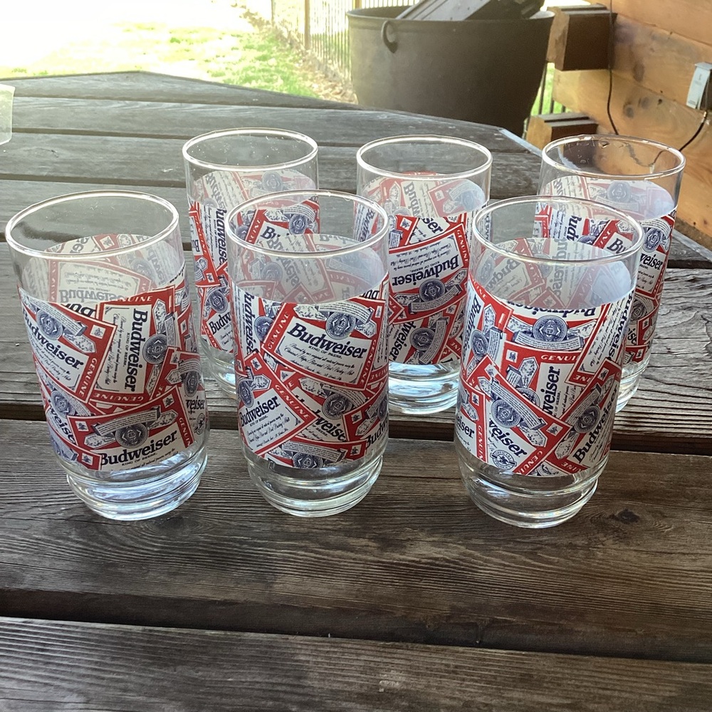 Budweiser Vintage Beverage Glasses - set of 6 - 16 ounces